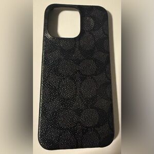 Coach Black Signature iPhone Pro Max Case Leather Logo